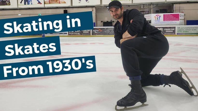 Ice skating in skates from the 1930’s